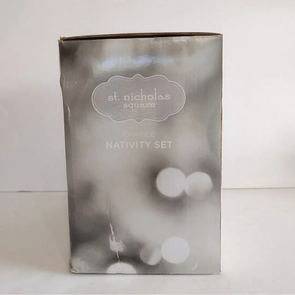 NIB St Nicholas Square 10 Piece Nativity Set Peace & Love Decor Kohls